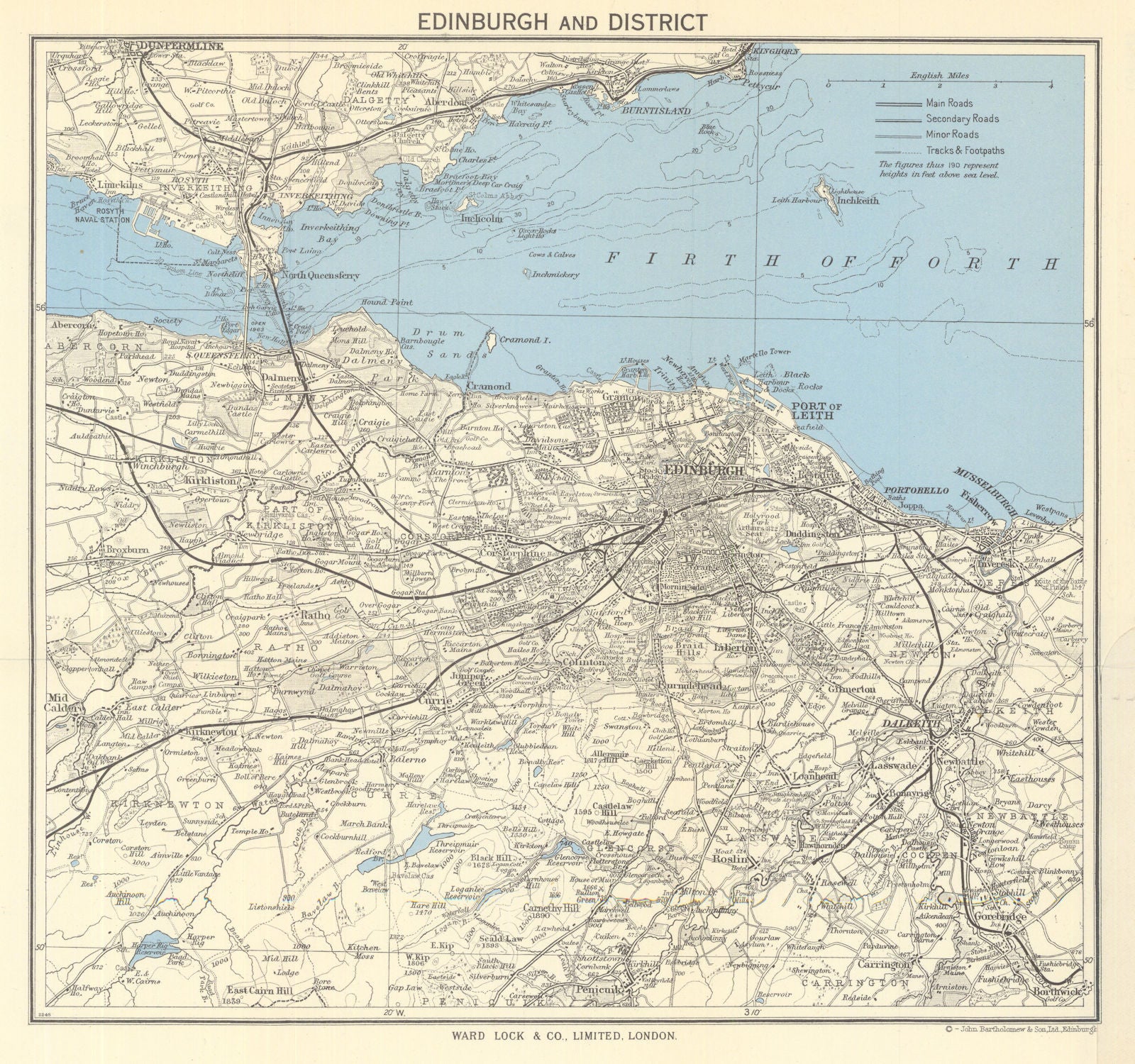 EDINBURGH environs. Portobello Leith Dunfermline Dalkeith. WARD LOCK 1963 map
